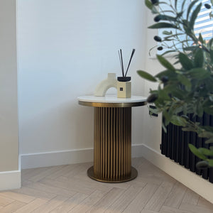 Luca White & Gold Marble Side Table & Coffee Table Set