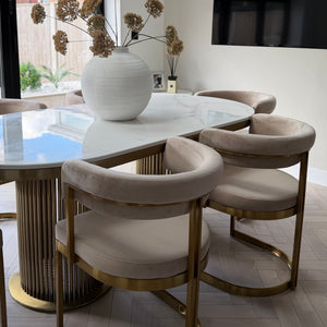 Luca Marble 180cm Table & Sandro Chair Set