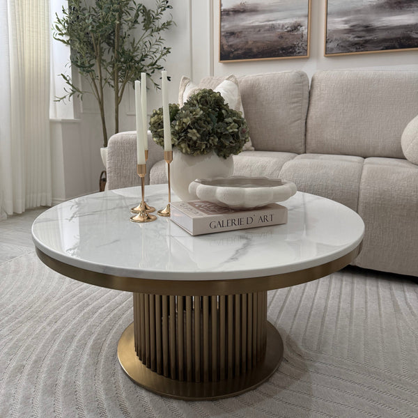 Luca White & Gold Marble Coffee Table