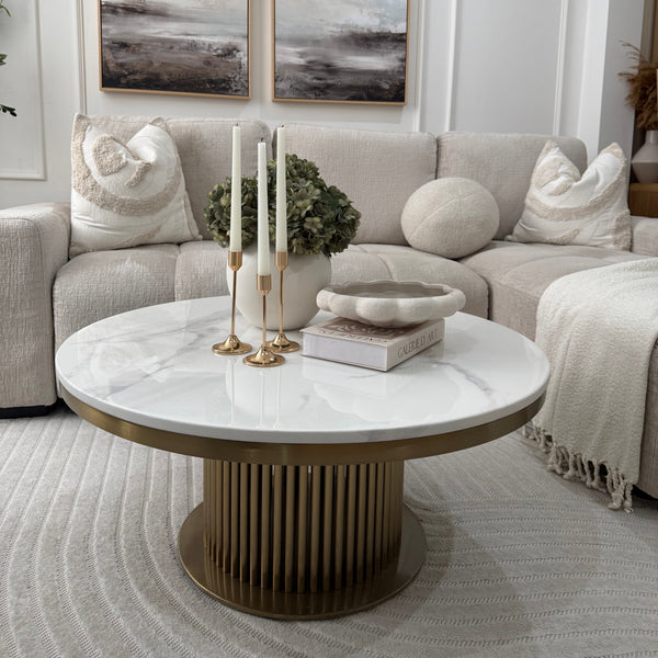 Luca White & Gold Marble Coffee Table