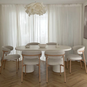 Cloud White Micro Cement Oval Dining Table