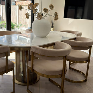Luca Marble 180cm Table & Sandro Chair Set