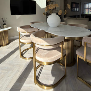 Luca Marble 180cm Table & Sandro Chair Set