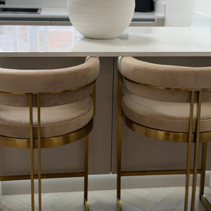 Sandro Velvet Barstool Cream & Gold