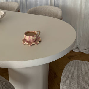 Cloud White Micro Cement Oval Dining Table