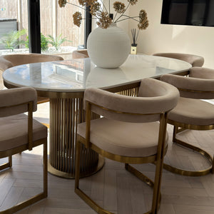 Luca Marble 180cm Table & Sandro Chair Set