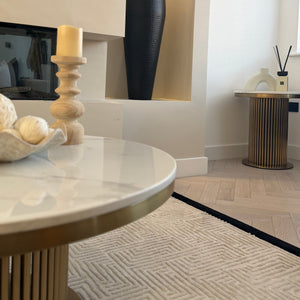 Luca White & Gold Marble Side Table & Coffee Table Set