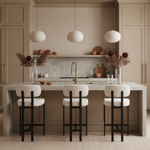 Maya Black Bouclé Barstool – Kitchen Wide