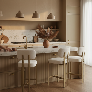 Maya Gold Bouclé Barstool – Kitchen Hero 2 Clean