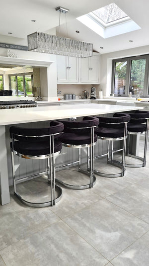 Sandro Velvet Barstool Black & Silver