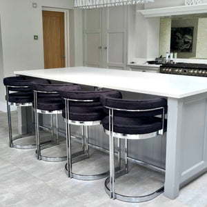 Sandro Velvet Barstool Black & Silver