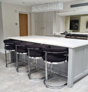 Sandro Velvet Barstool Black & Silver