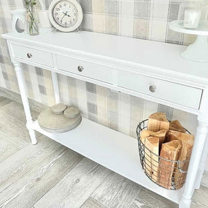 DELILAH WHITE WOOD CONSOLE TABLE