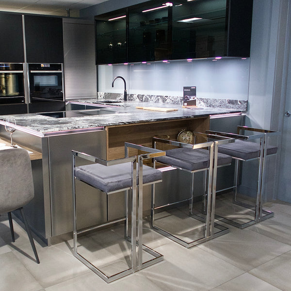 Creed Grey Silver Velvet Barstool – Lush Interiors